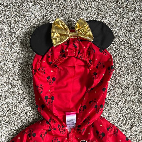 Disney Minnie Mouse Red Polka Dot Rain Jacket Hooded with Ears Girl’s size 5 - Picture 12 of 13